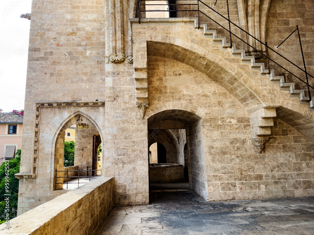 Fototapeta premium Torres de Serranos, view of the inside gallery, Valencia, Spain