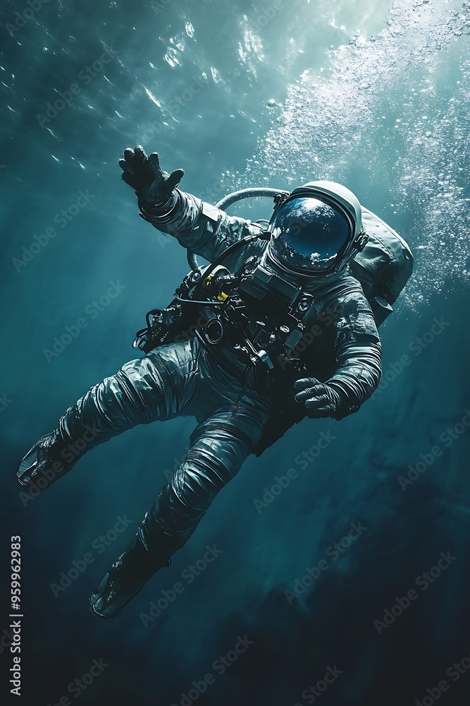 Astronaut diving digital art generative ai Astronaut diving digital art generative ai