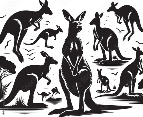 kangaroo vector design clipart flat style artwork photo