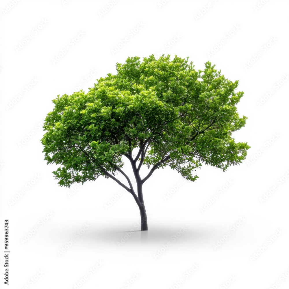 custom made wallpaper toronto digitalVibrant photo of a lush green tree standing alone against a clean white background, symbolizing nature and growth.