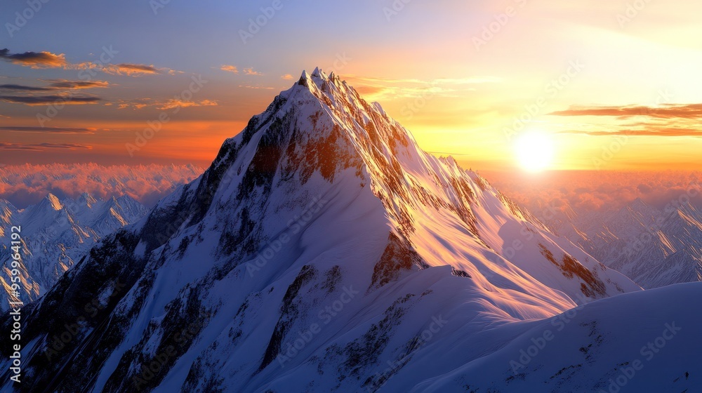 Majestic Mountain Peak at Sunset Majestic Mountain Peak at Sunset