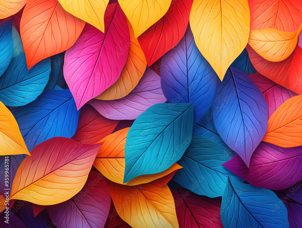 Vibrant Colorful Leaves Pattern Vibrant Colorful Leaves Pattern