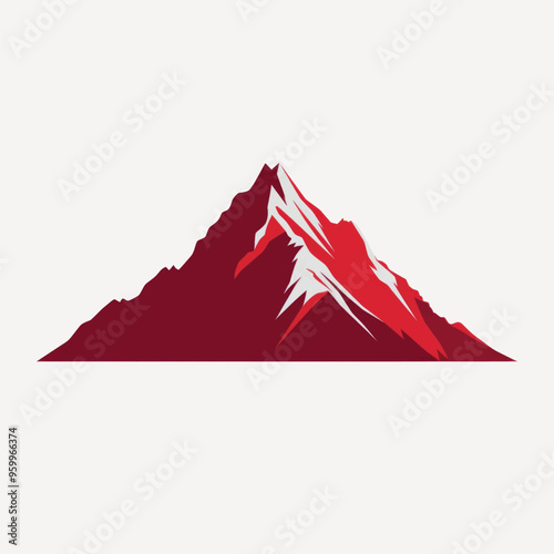 Red mountain peak illustration
