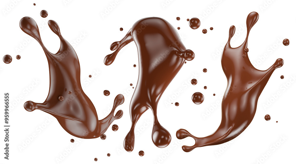 set of chocolate splashes isolated on the white background. Clipping path set of chocolate splashes isolated on the white background. Clipping path