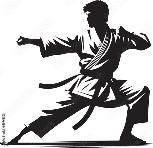karate player vector design clipart flat style artwork