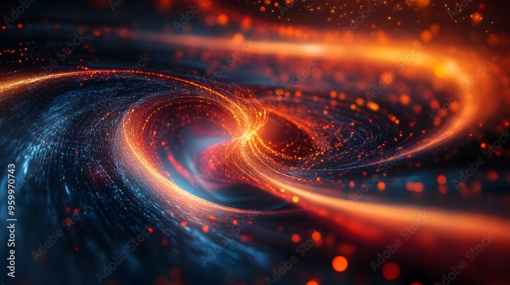 Abstract swirling light streaks with orange and blue bokeh Abstract swirling light streaks with orange and blue bokeh