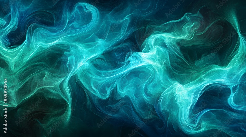Abstract Teal and Blue Swirling Smoke Background Abstract Teal and Blue Swirling Smoke Background