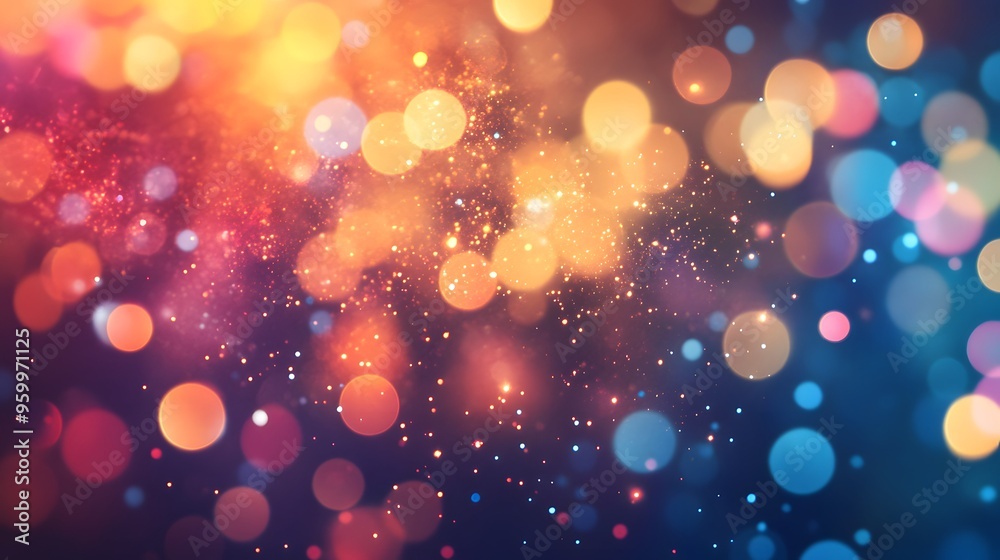 Abstract Bokeh Background with Colorful Lights and Sparkle