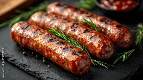 Grilled meat sausages.