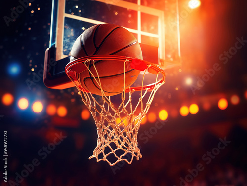 Wallpaper Mural Basketball Scoring in a Dramatic Arena Torontodigital.ca