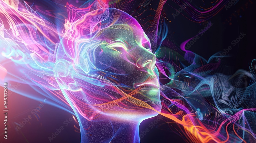 Obraz premium Abstract Digital Portrait in a Colorful Aura