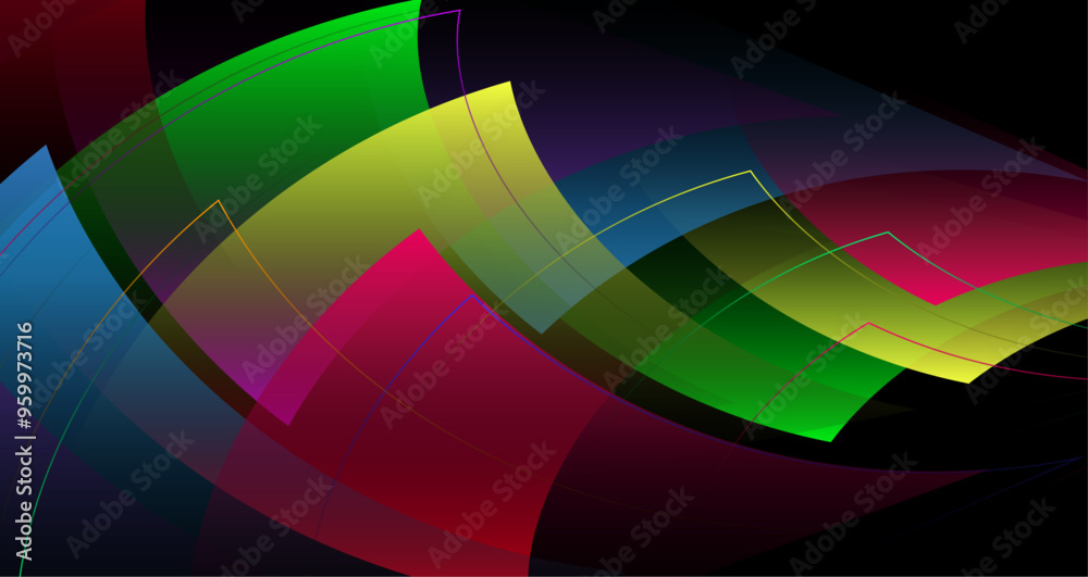 Obraz premium Vibrant Geometric Patterns with Colorful Triangles on Dark Background