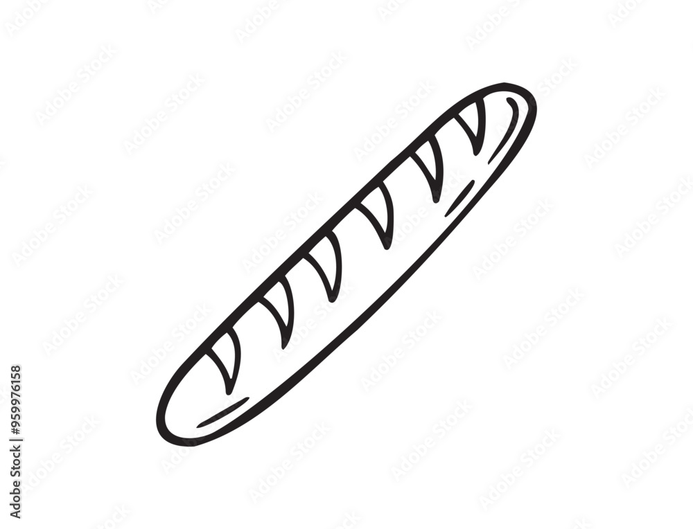French baguette hand drawn outline doodle icon. Bread loaf vector isolated sketch illustration