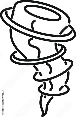 Simple line art illustration of a tornado forming a destructive vortex, great for a variety of projects