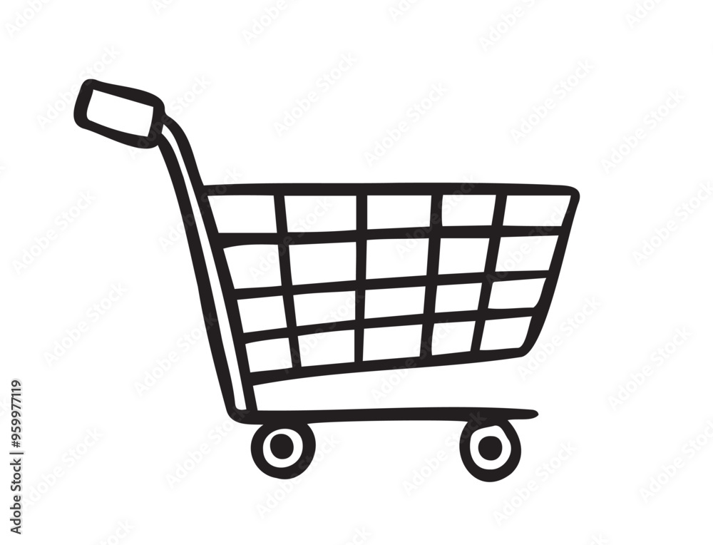 Shopping cart doodle hand drawn icon. isolated Empty sketch cart line style. Concept market shop or store, making purchases Shopping cart doodle hand drawn icon. isolated Empty sketch cart line style. Concept market shop or store, making purchases