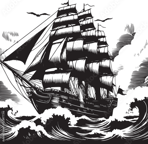 magnificent tall ship vector design clipart flat style artwork photo