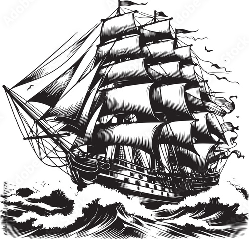 magnificent tall ship vector design clipart flat style artwork