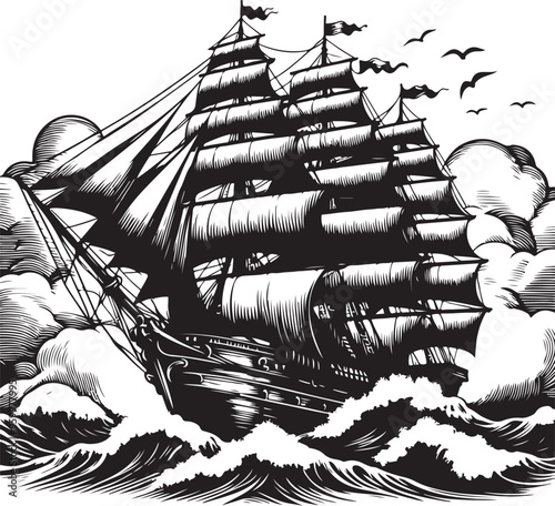 magnificent tall ship vector design clipart flat style artwork photo