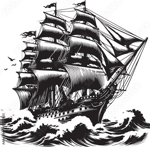 magnificent tall ship vector design clipart flat style artwork photo