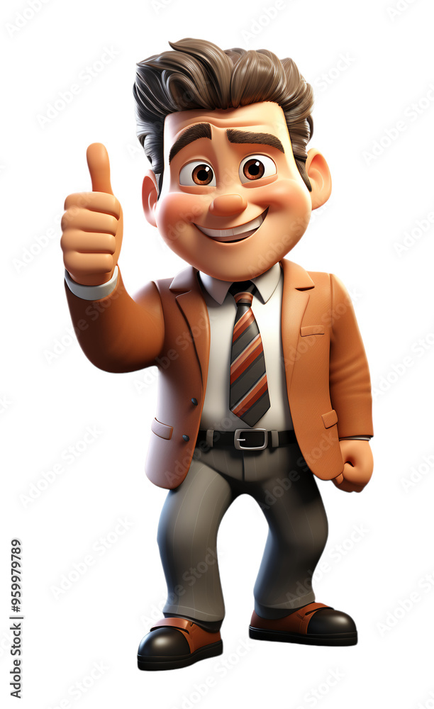 3d businessman character with ok finger symbol, isolated on transparent background, generated ai 3d businessman character with ok finger symbol, isolated on transparent background, generated ai