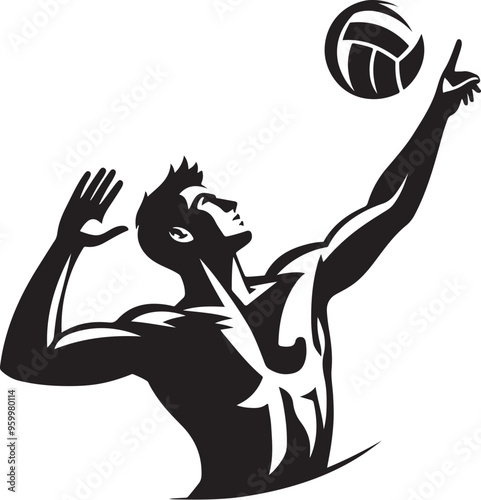 male volleyball player vector design clipart flat style artwork photo