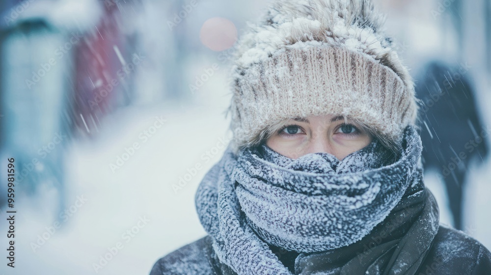 A person bundled up in winter clothing, braving the below zero temperatures. A person bundled up in winter clothing, braving the below zero temperatures.
