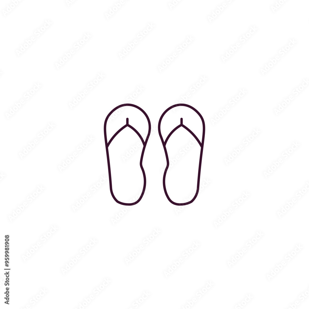 two flip flops outline icon. Linear vector from beauty concept. Thin line two flip flops icon isolated on white background two flip flops outline icon. Linear vector from beauty concept. Thin line two flip flops icon isolated on white background
