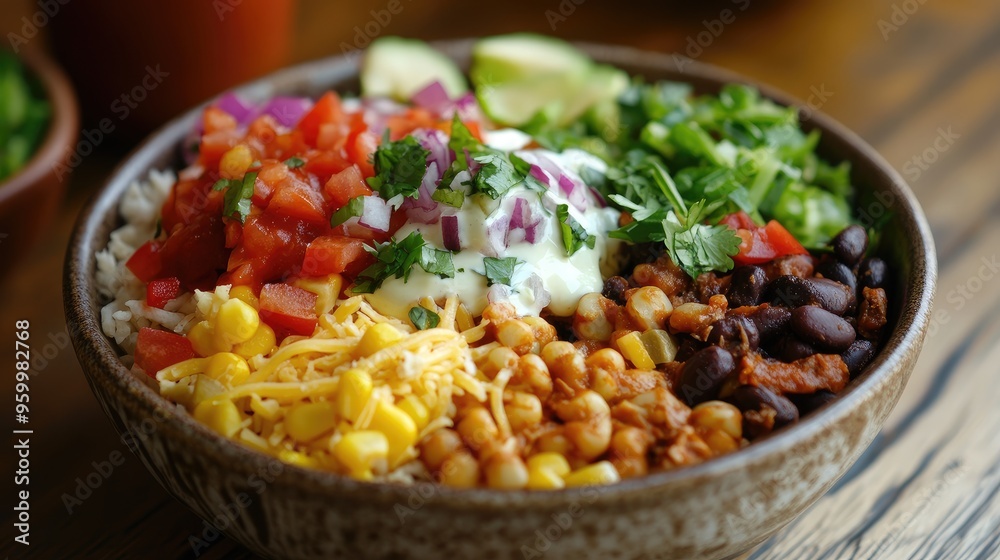 Burrito bowl, a deconstructed burrito served in a bowl. Burrito bowl, a deconstructed burrito served in a bowl.