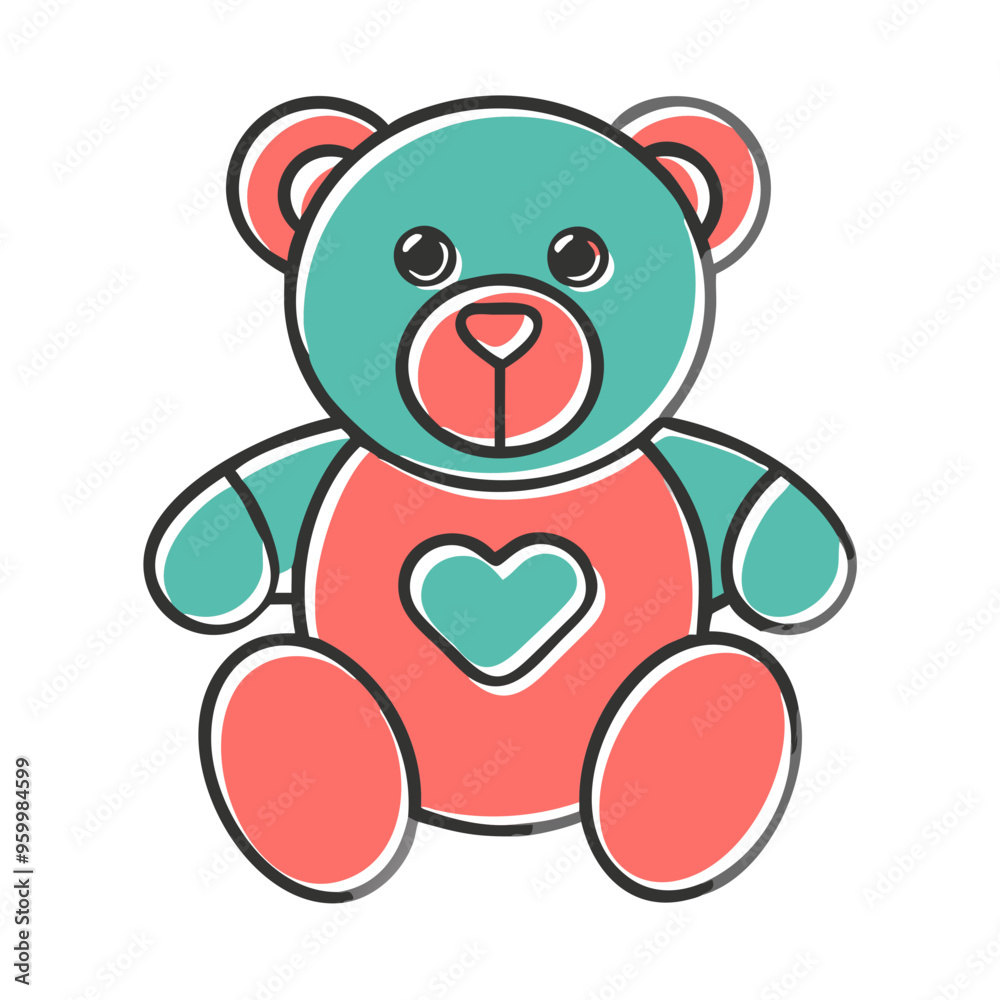 Fototapeta premium Children's drawing of a teddy bear in pastel colors, minimalist style