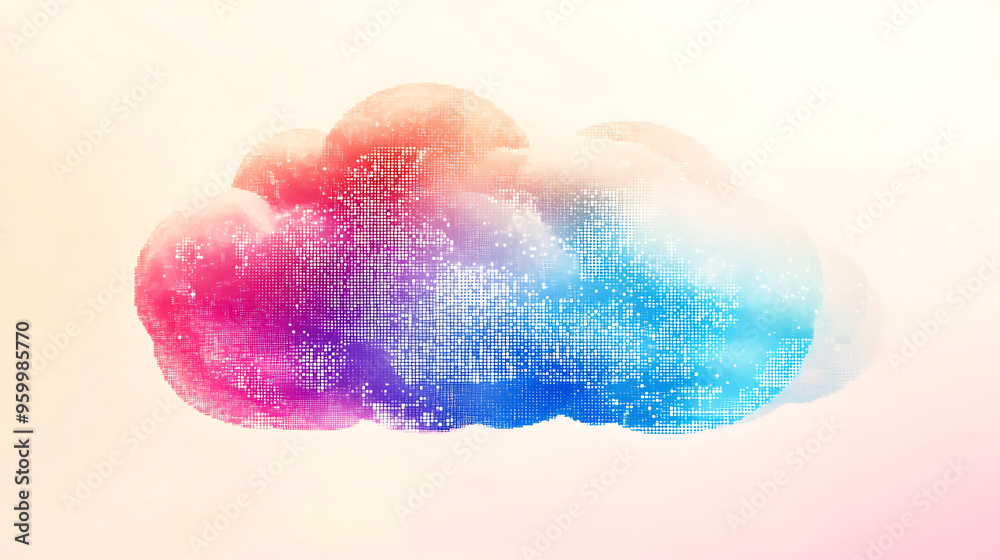 Fototapeta premium Digital Cloud with pink background