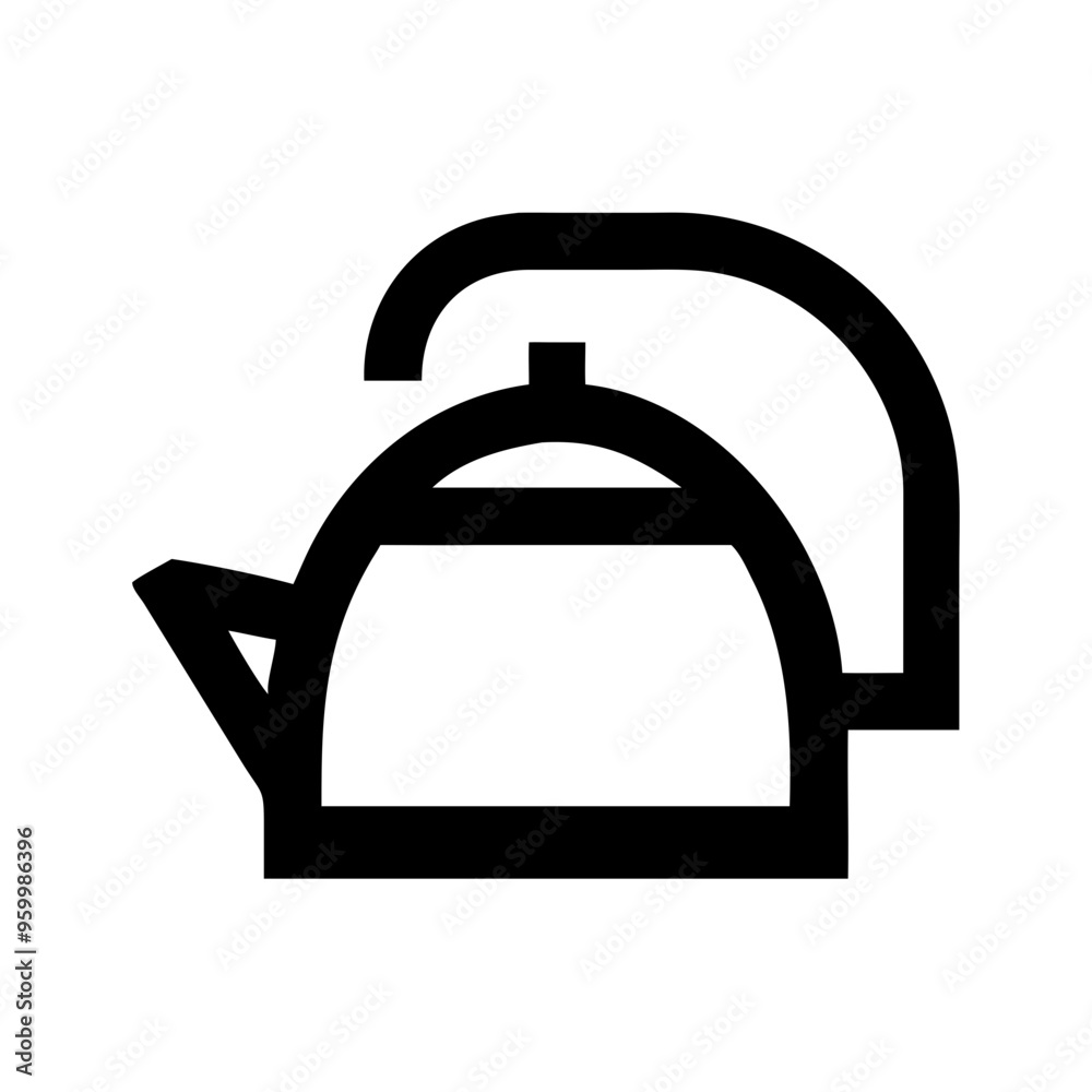 Stylized teapot icon in minimalist design on white background Stylized teapot icon in minimalist design on white background
