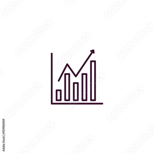 growing bar graph outline icon. Linear vector from business concept. Thin line growing bar graph icon isolated on white background