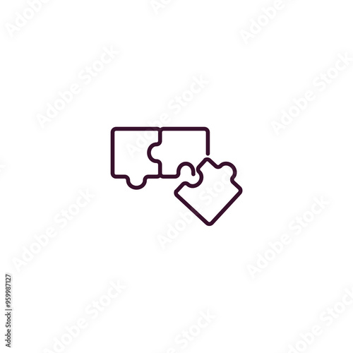 puzzle game piece outline icon. Linear vector from business concept. Thin line puzzle game piece icon isolated on white background