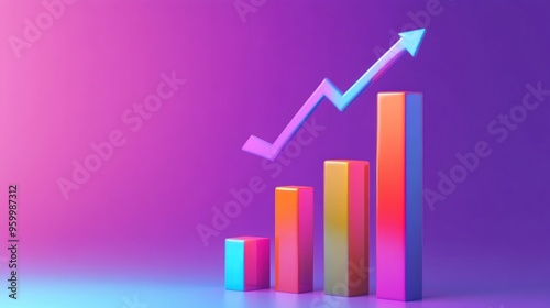 Free Download Growth and Success: Colorful Bar Graph with Upward Arrow - GFXLoad