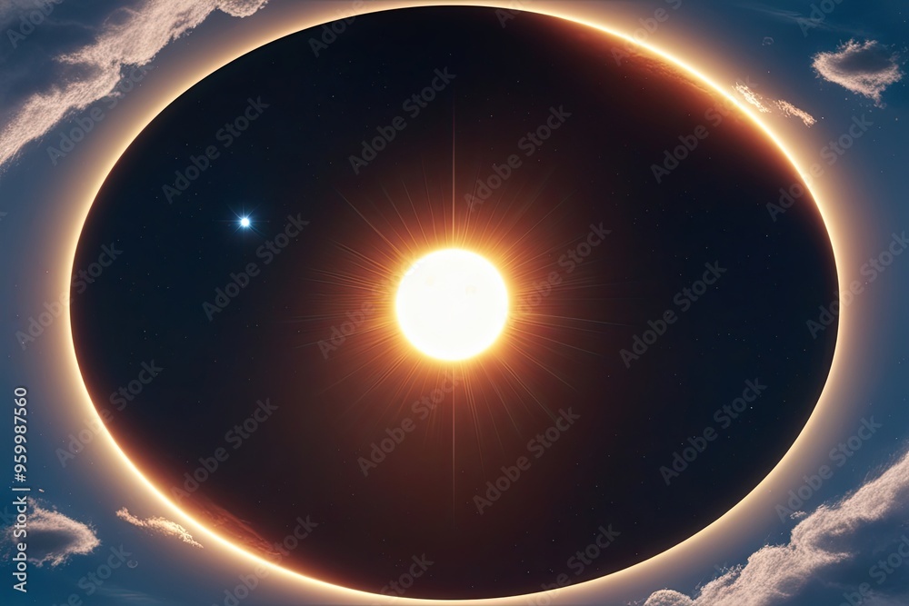 Obraz premium Expressive Visualization of the Total Solar Eclipse on April 8, 2024, in the USA