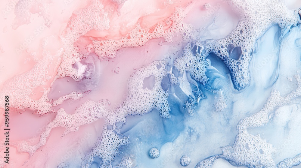 Obraz premium Rejuvenating Skin Regeneration with Advanced Medical Gel in Watercolor Light Pinks and Blues - Focus on Repair and Renewal