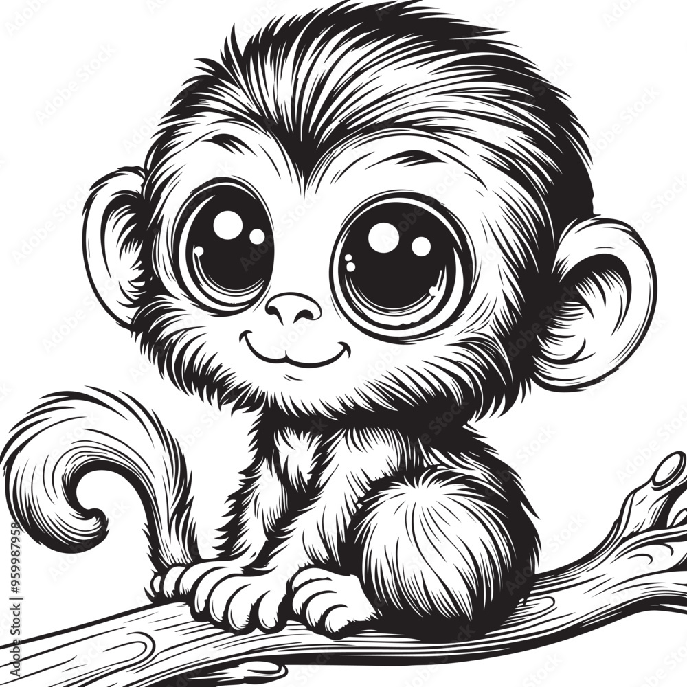 Obraz premium monkey vector design clipart flat style artwork