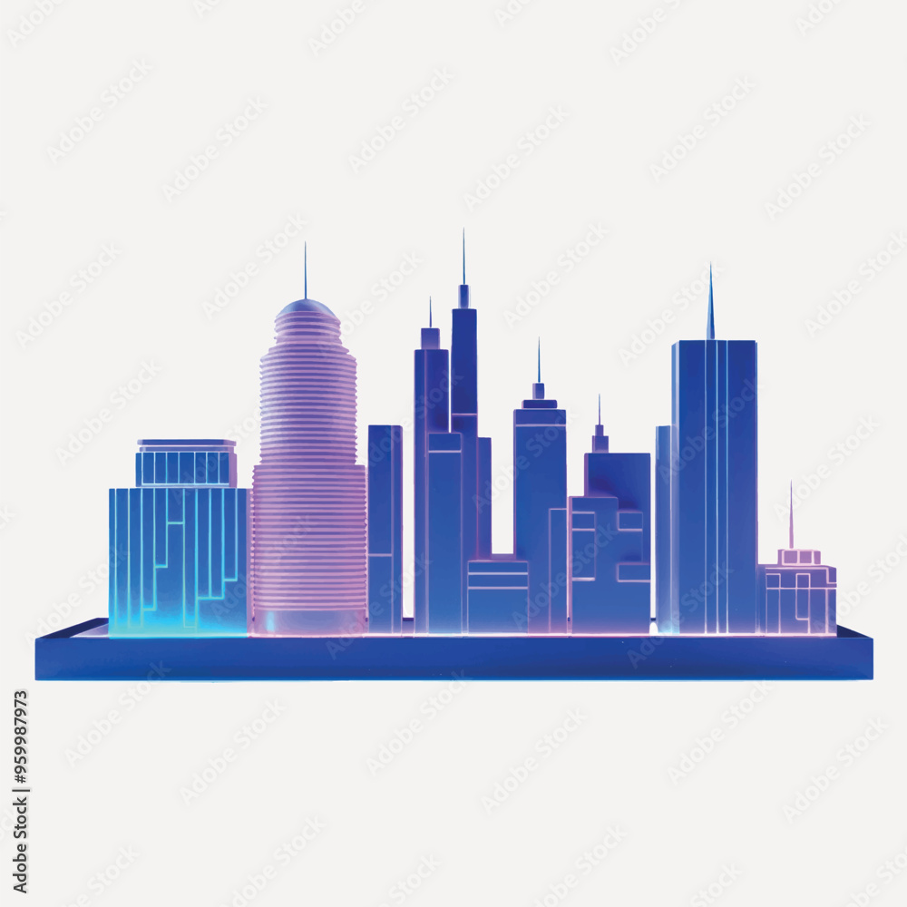 Fototapeta premium Neon cityscape futuristic skyline
