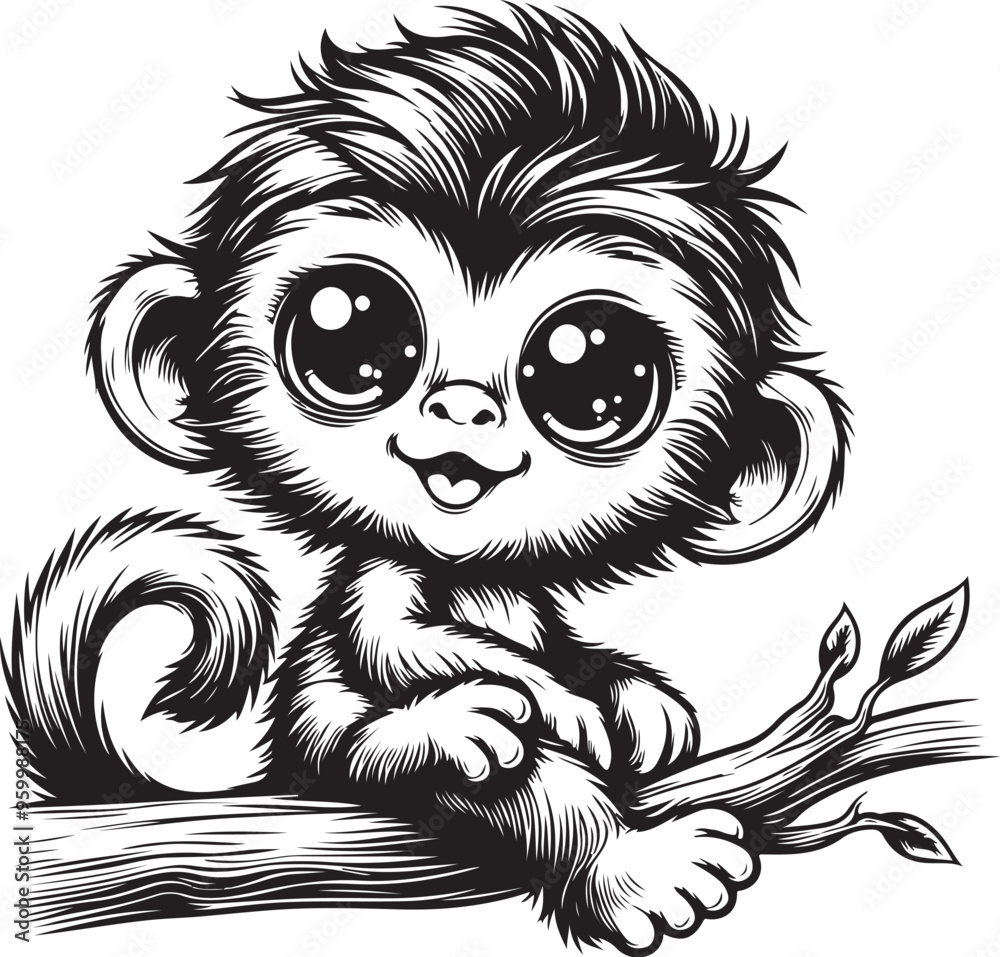 Fototapeta premium monkey vector design clipart flat style artwork