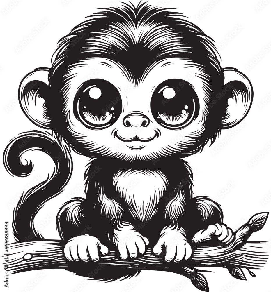 Obraz premium monkey vector design clipart flat style artwork