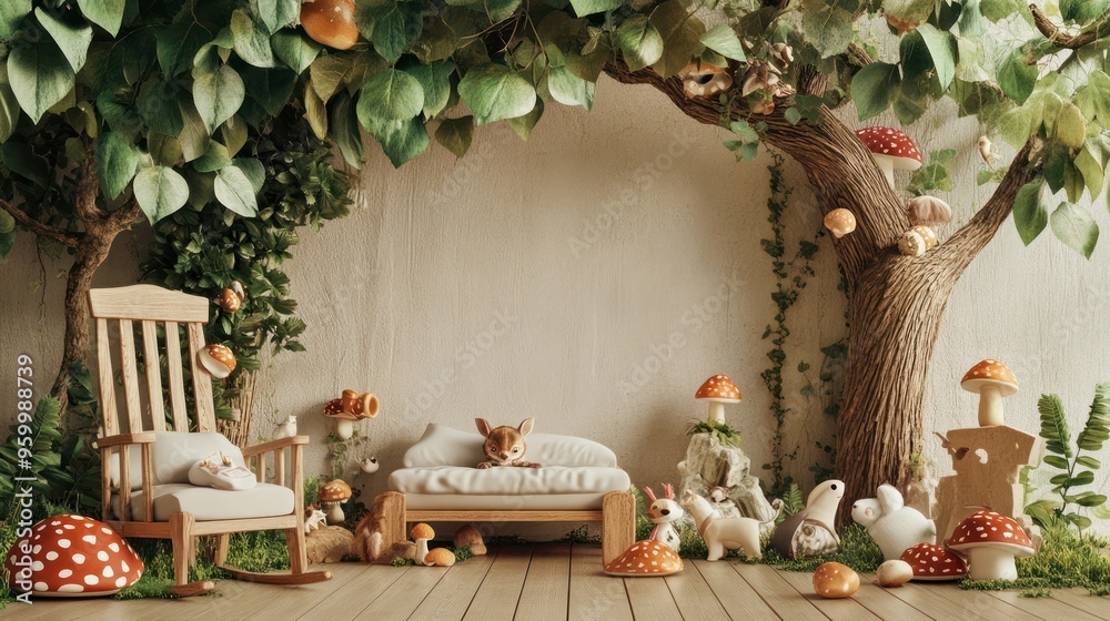 Obraz premium Enchanted Woodland Nursery Interior