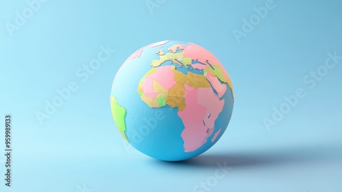 A Pastel Globe on a Blue Background