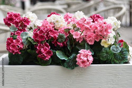 Bright flowers in restaurant decor