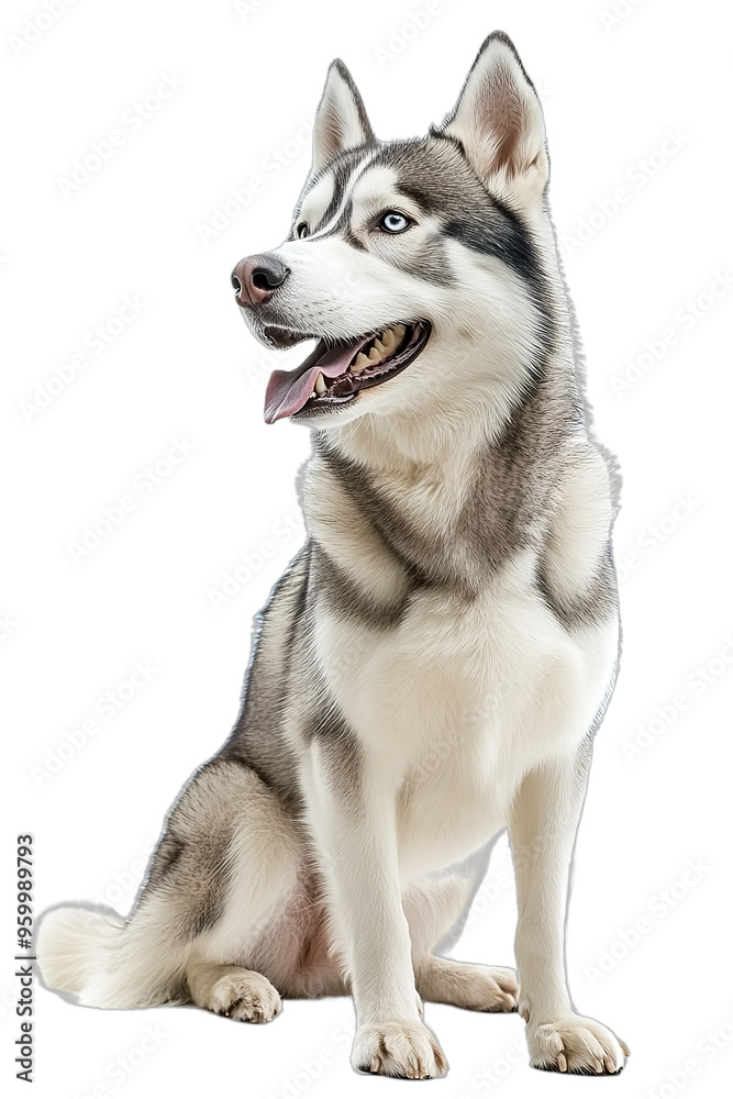 Portrait of husky dog isolated on white background as transparent Portrait of husky dog isolated on white background as transparent