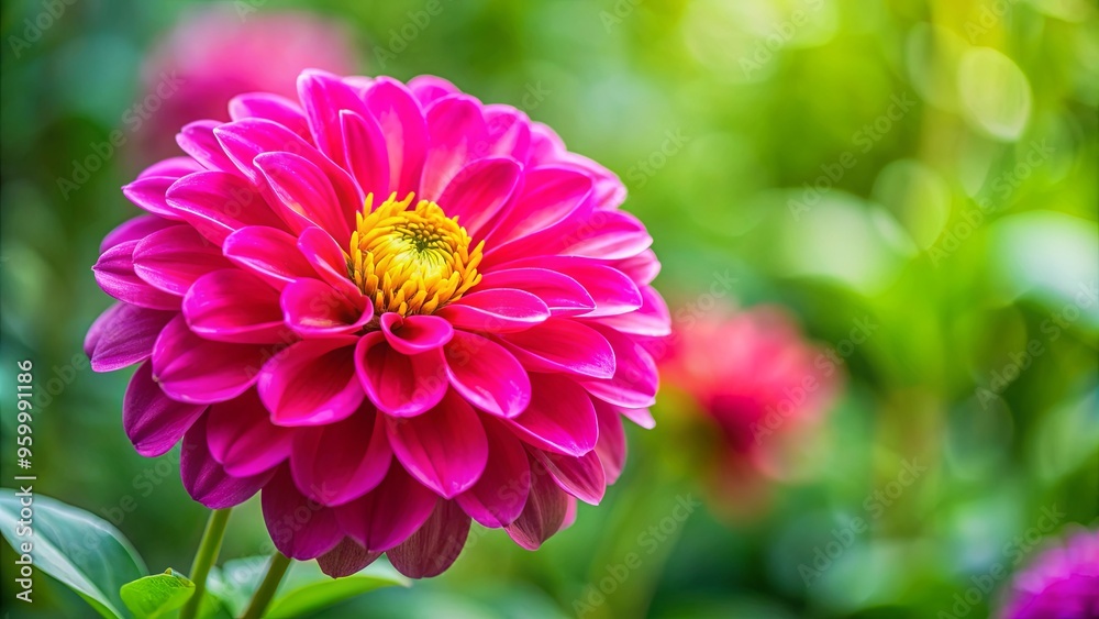 Fototapeta premium Close-up of a vibrant pink flower against blurred green foliage background