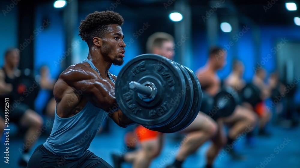 Crossfit training session a modern gym with athletes performing highintensity workouts lifting weights and pushing limits Crossfit training session a modern gym with athletes performing highintensity workouts lifting weights and pushing limits