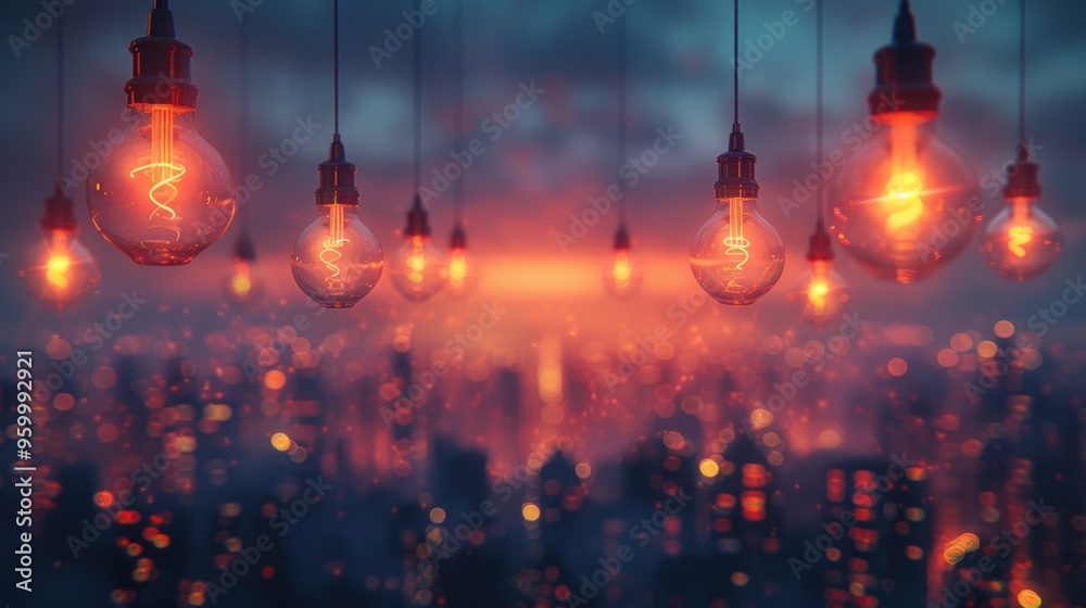 Glowing Cityscape with Illuminated Lights Glowing Cityscape with Illuminated Lights