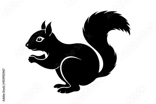 Squirrel Silhouette, Vector Illustration, Wildlife Clipart, Animal Silhouette, Nature Design