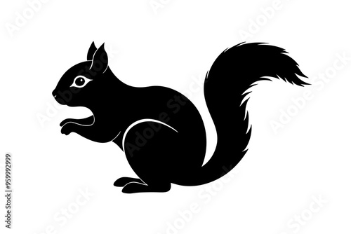 Squirrel Silhouette, Vector Illustration, Wildlife Clipart, Animal Silhouette, Nature Design