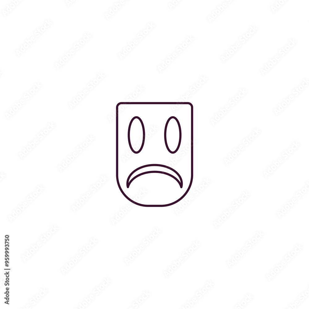 sad mask outline icon. Linear vector from cinema concept. Thin line sad mask icon isolated on white background sad mask outline icon. Linear vector from cinema concept. Thin line sad mask icon isolated on white background